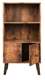 Retro Boekenkast met Deuren en Houten Poten – 3 Niveaus, Huis en Inrichting, Keuken | Keukenelementen, Verzenden, Nieuw