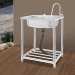 Vrijstaande RVS Spoelbak 60 cm met Kraan – 50 kg Draagvermog, Huis en Inrichting, Verzenden, Nieuw
