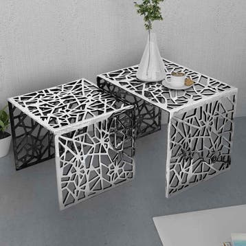 vidaXL Bijzettafels 2 stuks vierkant aluminium zilver, Huis en Inrichting, Verzenden, Nieuw, Minder dan 45 cm