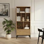 Boekenkast Kistiandi 137x60x35 cm donker eiken [en.casa], Huis en Inrichting, Kasten | Boekenkasten, Verzenden, Nieuw