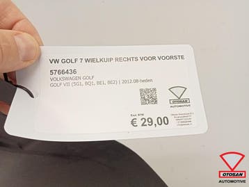 VW Golf 7 Wielkuip Modderkuip Rechts Voor Voorste Deel Nieuw, Ophalen, Nieuw, Rechts, Volkswagen