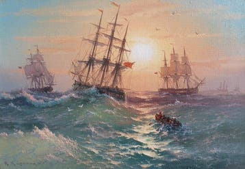 Karpenko Vitalii (XX) - Seascape, Antiek en Kunst, Kunst | Schilderijen | Klassiek