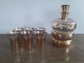 Val Saint Lambert - Drinkset (9) - Kristal, Glas, Goud -