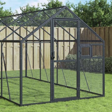 vidaXL Volière 1,79x2x1,85 m aluminium antracietkleurig, Verzenden, Nieuw