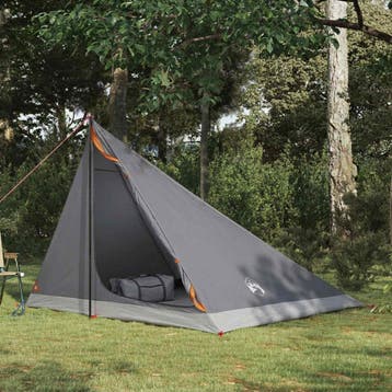 vidaXL Backpacking Tent 4-persoons Grijs en Oranje, Verzenden, Nieuw, Tot en met 2