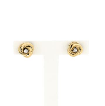 Gouden oorstekers met diamant (Oorbellen), Sieraden, Tassen en Uiterlijk, Oorbellen, Gebruikt, Overige kleuren, Ophalen of Verzenden
