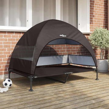 vidaXL Verhoogd Hondenbed Bruin 127 x 81 x 108 cm Stof en, Verzenden, Nieuw