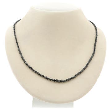 Zwarte diamanten kralenketting met gouden slot, Gebruikt, Ophalen of Verzenden, Met edelsteen, Goud