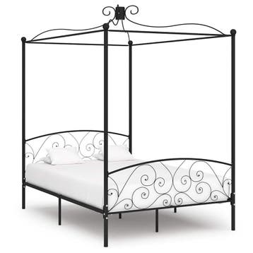 vidaXL Hemelbedframe metaal zwart 140x200 cm, Huis en Inrichting, Verzenden, Zwart, 140 cm, 200 cm