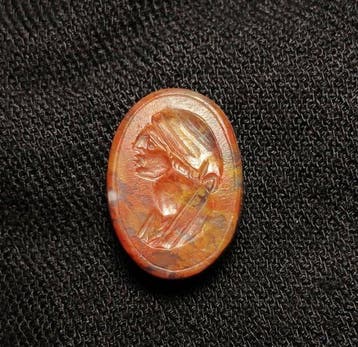 Replica van oud-Romeinse hardsteenagaat, jaspis Intaglio
