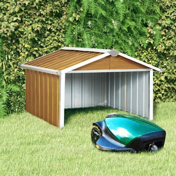 vidaXL Overkapping voor robotmaaier 92x97x63 cm staal bruin, Verzenden, Nieuw