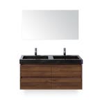 Dante Badmeubelset 120 cm - Walnoot - Wastafel Hardsteen Wit, Ophalen of Verzenden, Nieuw