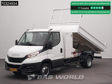 Iveco Daily 35C16 3.0L Kipper Dubbellucht 3,5t Trekhaak Navi, Stof, Gebruikt, Euro 6, Iveco