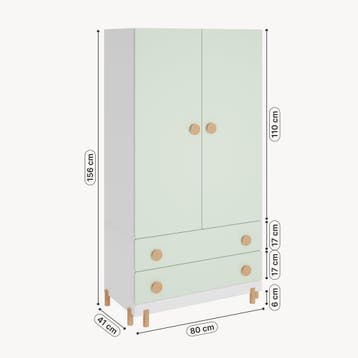 Kinderkledingkast Vaarentaa 156x80x41 cm mintgroen [en.casa], Verzenden, Nieuw