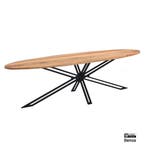 Eettafel + salontafel ovaal Mango (SHOWROOMSET), Overige houtsoorten, Vijf personen of meer, Ovaal, Industrieël