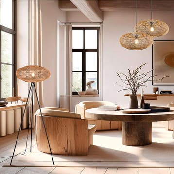 LED Vloerlamp - Trion Eddie - E27 Fitting - Rond - Mat Zwart, Ophalen of Verzenden, Nieuw, Metaal, Overige fittingen