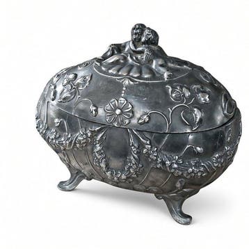 Sieradendoos - Tin - Reliefdecor met bloemmotieven