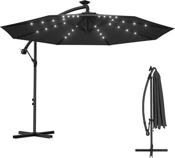 Zweefparasol - Tuinparasol - Parasol 300 cm - Met voet - Met, Verzenden, Zo goed als nieuw
