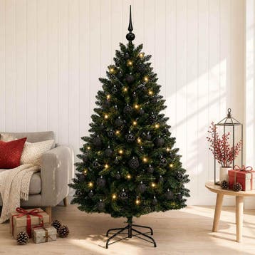 vidaXL Kunstkerstboom donkergroen met kerstballen 180 cm 300, Verzenden, Nieuw