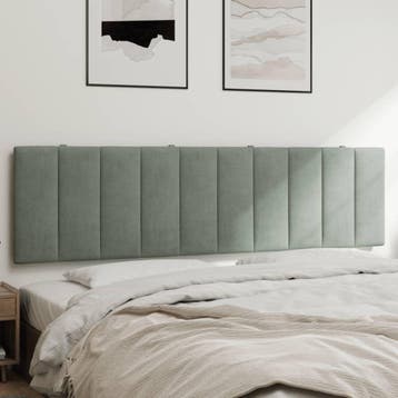 vidaXL Hoofdbordkussen Hanko 183 cm fluweel lichtgrijs, Huis en Inrichting, Verzenden, Nieuw, Grijs, Stof