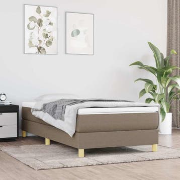 vidaXL Boxspring bed 80x200 cm stof taupe, Eenpersoons, Verzenden, Nieuw, 80 cm