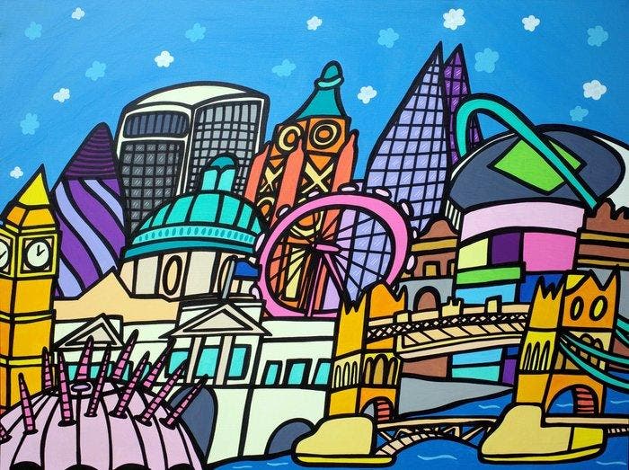 Kev Munday - Light Up London, Antiek en Kunst, Kunst | Schilderijen | Modern