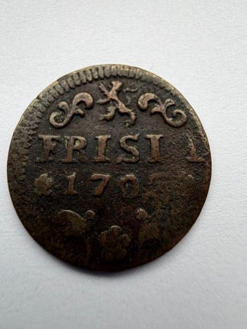 Nederland, Friesland Duit 1702 (Zonder minimumprijs), Postzegels en Munten