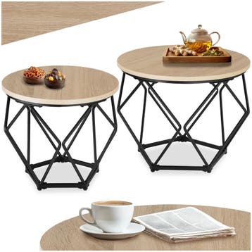 2 Benham salontafels - Industrieel licht hout, eiken Sonoma, Verzenden, Nieuw