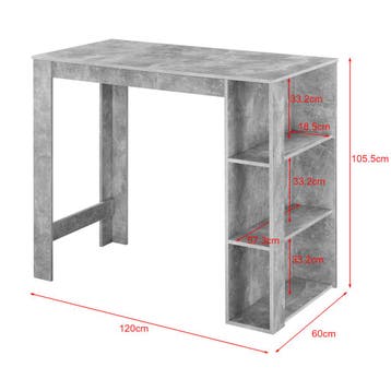 Bartafel Danderyd met 3 planken 120x60x105,5 cm betonkleurig, Verzenden, Nieuw