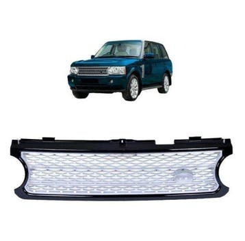 Gril Zilver Met Glans Zwart Range Rover III L322 06-09 PA109, Nieuw, Voor, Land Rover