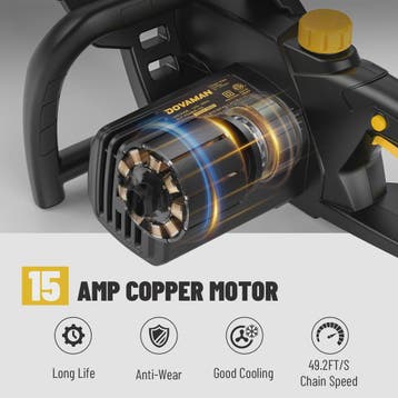 DOVAMAN Elektrische Kettingzaag 2400W - 40cm Oregon Bar, Sno, Verzenden, Nieuw