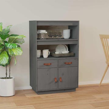 vidaXL buffetkast 67x40x108,5 cm massief grenenhout grijs, Verzenden, 100 tot 150 cm, Nieuw, 50 tot 100 cm