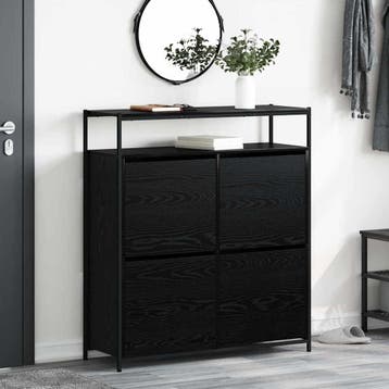 vidaXL Schoenenkast 100 x 34 x 112 cm Bewerkt hout Zwart, Verzenden, Nieuw