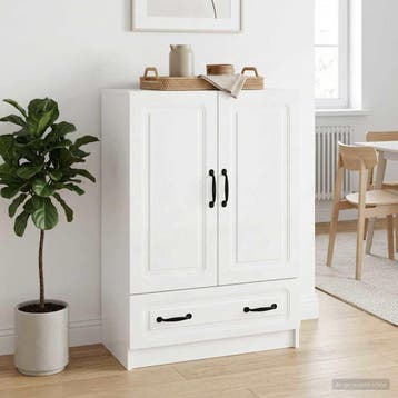 vidaXL Dressoir met lade Hoogglans Wit 66 x 34,5 x 92 cm, Verzenden, Nieuw, Overige houtsoorten, Minder dan 50 cm