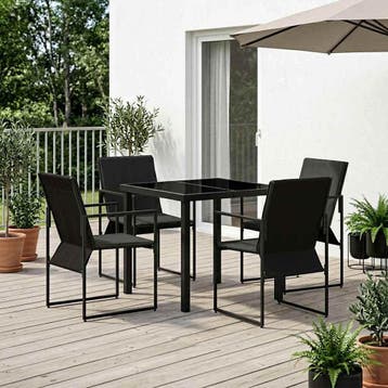 vidaXL Tuin eettafelset 5 pcs Zwart en Anthraciet 80 x 80 x, Verzenden, Nieuw, Textileen, 5 zitplaatsen