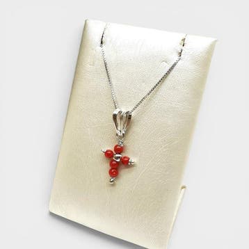 Koraal - Zilver - Ketting met hanger - handgemaakt