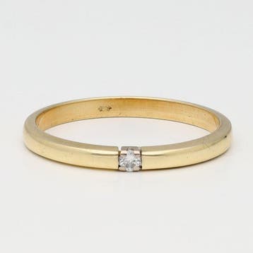 Zonder minimumprijs - Ring - 14 karaat Geel goud - 0.02ct., Nieuw