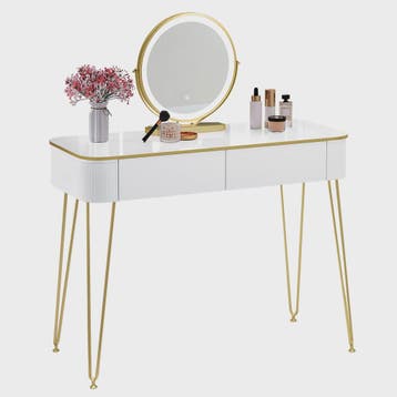 Elegante Witte Kaptafel met LED Spiegel en 3 Verlichtingsniv, Verzenden, Nieuw