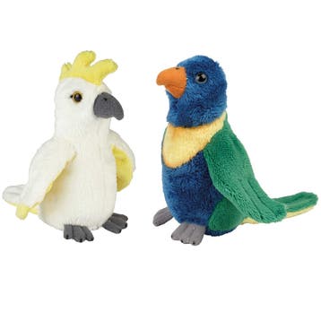 Tropische vogels knuffels - pluche - set van 2 - 15 cm, Verzenden, Nieuw