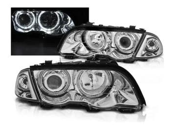 LED Angel Eyes koplampen Black geschikt voor BMW E46, Auto-onderdelen, Verzenden, Nieuw, BMW