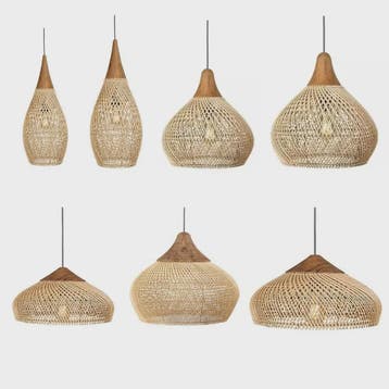 Handgemaakte Rotan Hanglamp Beige - Vintage Woven Wicker - E, Verzenden, Nieuw