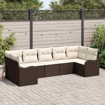 vidaXL Tuin Sofa Set Bruin poly rattan, Verzenden, Nieuw, Rotan, 7 zitplaatsen
