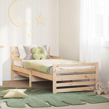 vidaXL Bedframe met hoofdeinde Bruin 80 x 200 cm Bewerkt, Eenpersoons, Verzenden, Beige, Nieuw