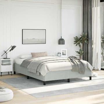 vidaXL Bedframe zonder matras lichtgrijs 152x203 cm Queen, Verzenden, Nieuw, Tweepersoons, Stof