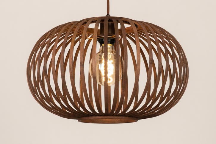 Rietveld Hanglampen - Bruin - Hout, Rotan, Huis en Inrichting, Lampen | Hanglampen, Verzenden