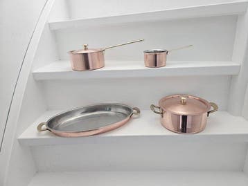 Spring Culinox Zwitserland - Pan (6) - Staal, Koper - 4, Antiek en Kunst, Antiek | Keukenbenodigdheden