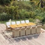 vidaXL 11-delige Tuinset met kussens poly rattan beige, Tuin en Terras, Verzenden, Nieuw, Rotan, Tuinset