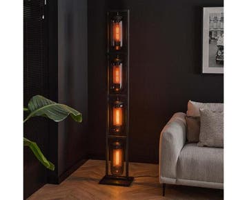 Vloerlamp 4L tower smoke glas-geperforeerd staal - Artic, Ophalen of Verzenden, Nieuw