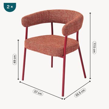 Eetkamerstoel set van 2 Huk 78x57x56 cm rood [en.casa], Huis en Inrichting, Verzenden, Nieuw