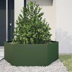 vidaXL Plantenbak zeshoek 138x120x45 cm staal olijfgroen, Tuin en Terras, Bloembakken en Plantenbakken, Verzenden, Nieuw, Metaal